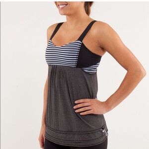 Lululemon Run Back On Track Tank Black Classic Stripe Polar Haze Black Size 6